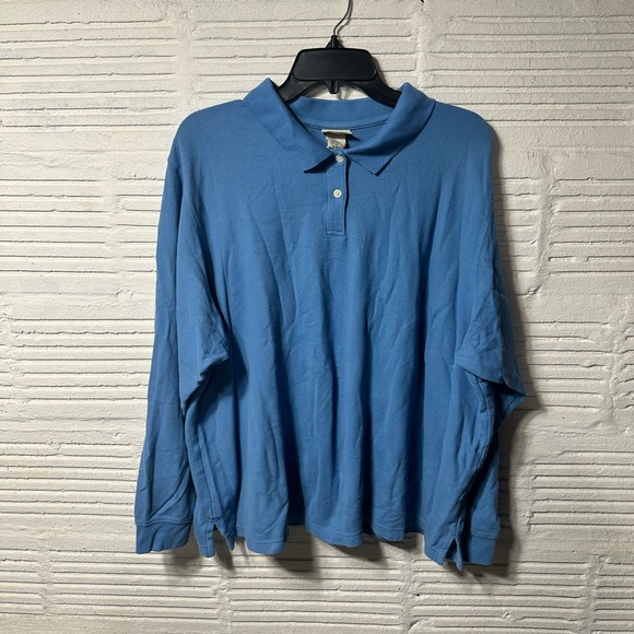 L.L. Bean Pullover Minimal Polo Collared Long Sleeve Sweater Blue Size 2X - Picture 1 of 5